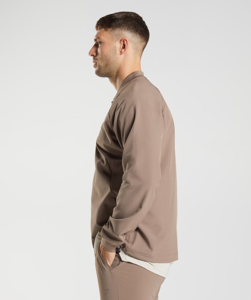 Men's Gymshark Studio Jackets Light Brown | NZ 6UIFGX